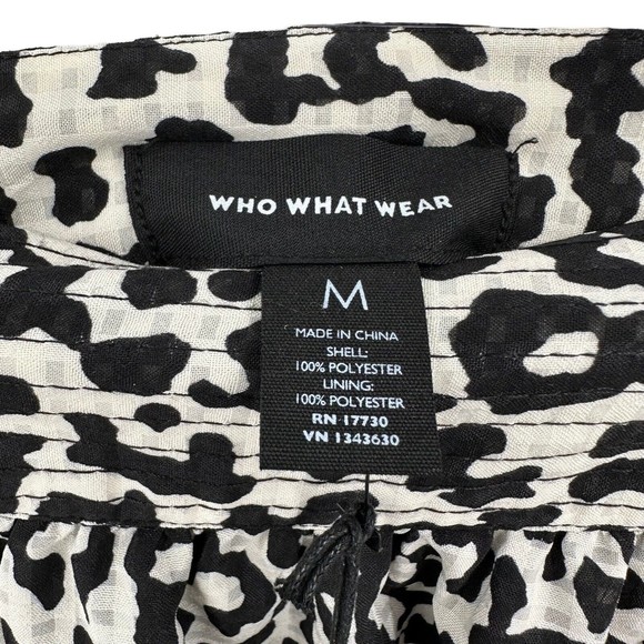 Who What Wear Medium Mini Skirt Black Ivory Leopard Print Tiered Casual Short - Picture 5 of 7